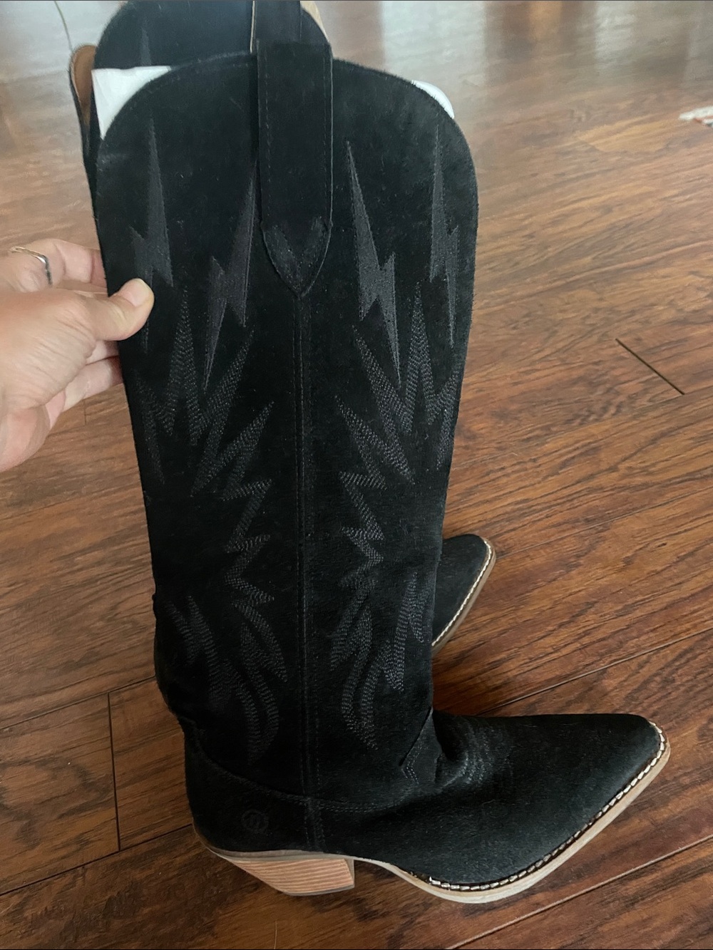 dingo Black Suede Over-the-Knee Western Boots